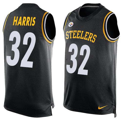  Steelers #32 Franco Harris Black Team Color Men's Stitched NFL Limited Tank Top Jersey